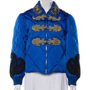 Gucci Jackets \u0026 Coats | Gucci ,,Blind for Love'' Embroidered Puffer Jacket | Color: Blue/Gold | Size: 4 | Dicameron's Closet